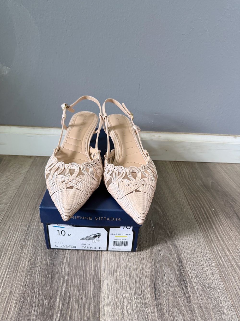 NIB Adrienne Vittadini Blush Pointed-Toe Slingback Heels